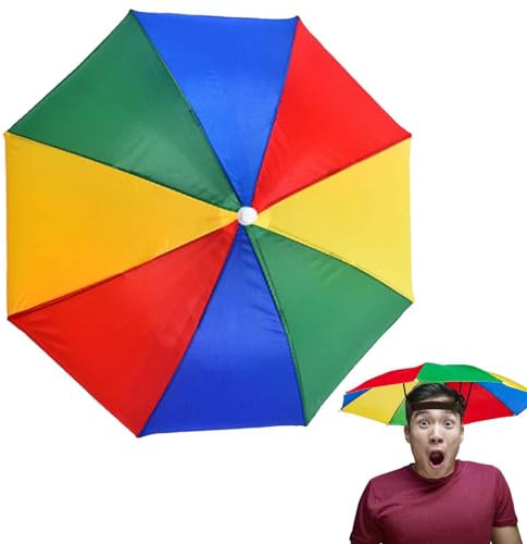 Ormromra Faltbarer Regenschirm Hut, Spaßiges Accessoire Kopfregenschirm, Regenschirmhut Mini für Dekoration, Radfahren, Angeln, Outdooraktivitäten