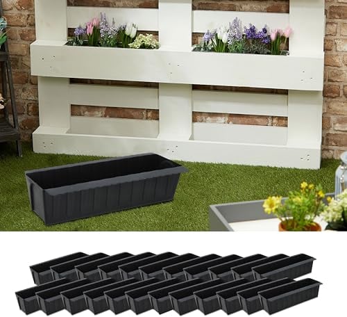 Pflanzkasten gewellt 24er Set | Kunststoff 37x9,5x13,5cm | Pflanzeinsatz passend für Europalette (1 x 24er Pflanzkasten gewellt)