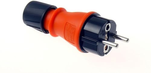 maxgo Gummistecker Schuko Stecker Schutzkontaktstecker Stromstecker Spritzwasserschutz Voll-Gummistecker Ideal für Außenbereich IP54 3-poliger 16A (Stecker)