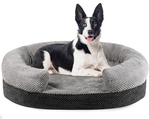 FuzzFables großes wasserdichtes orthopädisches Hundebett 87 * 67CM, waschbare Memory Foam Hundebetten, Beruhigendes Haustierbett mit rutschfestem Bezug, Weiche Kopf- und Nackenstütze Schlafsofa