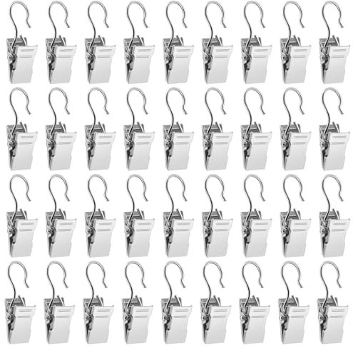 ALLisWE 100 Pezzi Clip per Tende con Ganci Mollette in Acciaio Inox per Tendaggi Multifunzione Antiruggine Clip Tenda Doccia in Metallo per Ufficio La Decorazione Domestica Luci Stringa Carte Foto