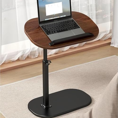 C-Tisch, Beistelltisch, höhenverstellbar, C-förmiger Untertisch, 360° schwenkbare Tabletttische, Laptop-Beistelltisch mit kippbarem Tablett, kleine Kaffee-C-Tische für Schlafsofa, Badewanne(Walnut col