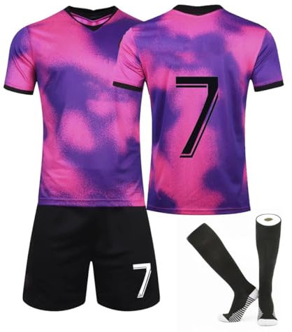 Jcoscloing Maillot de Football Pour Enfants, Ensemble de Maillot de Football,Maillot de Football Pour Garçons,T-shirt et Short de Football,Ensemble Maillot n°7