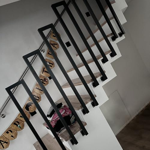 U-förmige Treppengeländer Innen, Dachboden Dekorative Handlauf Treppe, Geländer Treppe Seitliche Montage, Behinderte Rutschfeste Flurdeck Pflegeleicht Treppenhandlauf (Schwarz, 55cm)