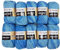 500g Strickwolle Ilkadim Export Jeans Crazy mehrfarbig mit 55% Baumwolle, 10 x 50 Gramm Baumwoll-Strickgarn mit Farbverlauf (blau hellblau 8212)