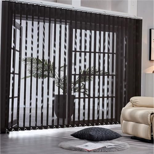 LRYELWA Lamellenvorhang Schwarz Nach Maß Vertikaljalousie Vertikalanlage Schiebevorhang Raumverdunkelnd Sonnenschutz Blendschutz,für Fenster Zuhause Büro,inklusive Montagematerial (140cm x 150cm)