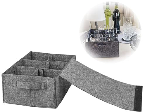 TenaLucy Plate Holder Motorhome, Felt Cup Holder Camping Felt Dish Holder Camping Cup Holder Motorhome Dish Holder Motorhome Camping Tableware Storage for 6 Cups (Cup)