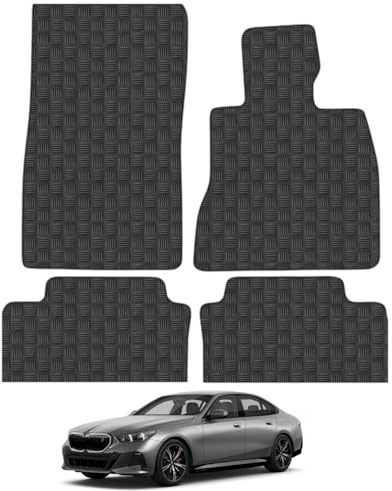 BMW I5 (2023+) Heavy Duty Thick Rubber Car Mats Accessories Tailored Fit Front Rear Set Compatible Accessory Waterproof Durable Non-Slip 5mm Full Coverage Protection