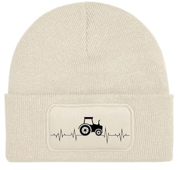 NIMAMA Kinder Mütze Beanie Heartbeat Traktor Wintermütze Statement Spruch Print Geschenk Unisex Strickmütze für Jungen und Mädchen
