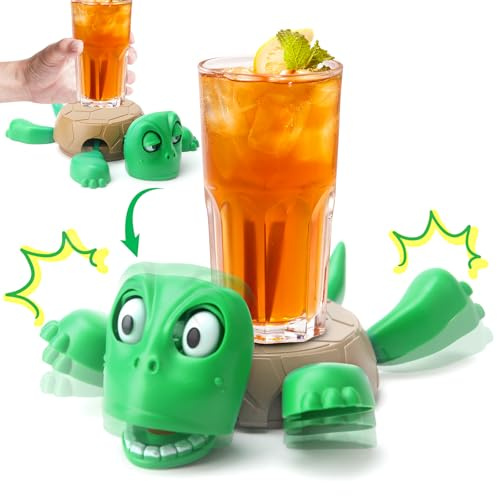 Audasi Turtle Funny Coaster, 3D Printed Turtle Cup Holder with Funny Expression Open Eye and Mouth Cup Holder with Liftable Limbs for Turtle Stress Relief Drink Mat for Coffee and Wine Glasses Me