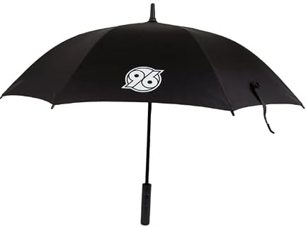 Hannover 96 Regenschirm mit Becherhalter – Offizieller Fan Schirm – Fußball Fanartikel – Stockschirm Windfest – Geschenk für Fans – Schwarz Rot