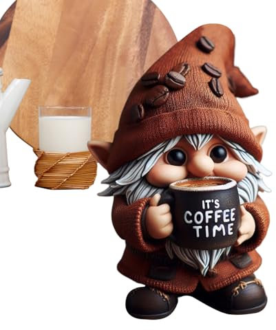 Ranley Kaffee Wichtel Deko, Kaffeezwerg Figuren Aus Harz, Kaffeezwerg Statue Ornament, Kaffee Liebhaber Geschenke, Tabletop Küchen Handgefertigtes Skulptur, Harz Schwedische -Sammlerstatue