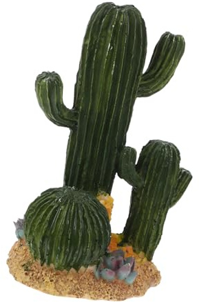 Künstliche Kaktusfigur aus Kunstharz Grün für Schildkröte und Echse | Reptilienpflanzen für Terrarium, Kaktus Terrarium Dekoration, Aquarium Landschaftsornament, Wüstenreptilien Dekoration