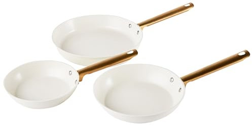 Set di 3 padelle con rivestimento in ceramica antiaderente in alluminio bianco sporco