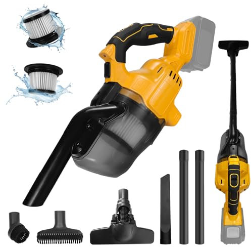 Schnurloser Staubsauger für Dewalt 20V Akku, 5 in 1 Handstaubsauger mit 600W starkem Motor, 70DB geräuscharm, tragbarer Handstaubsauger mit HEPA Filterung für Boden, Teppich, Auto (ohne Akku)