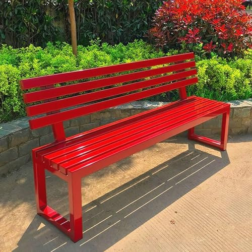 Gartenbank metall,Gartenbank Wetterfest,Park Bank, Sitzbank mit Lehne 2/3/4 Sitzer,Wasserdichtes Metall Wetterfest Robust Stabil Langlebig Gartenmöbel, für Garten Veranda Hof 100×40×85cm-Rot