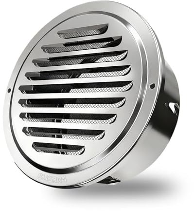 Rejilla ventilacion,Rejilla Redonda para Ventilación 110mm Acero Inoxidable | Acero Inoxidable Antióxido con Malla Antimosquitos,Ideal para Pared Exterior, Cocina, Baño y Chimenea