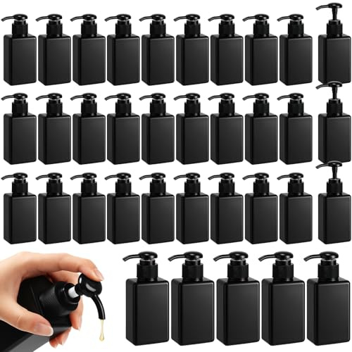 50 Stück 100ml Pumpspender, Leere Seifenspender Pumpflaschen, Mini Lotion Dispenser Flaschen mit Pumpe, Flüssigseifenbehälter für Shampoo Duschgel Handseife Kosmetik (Schwarz)