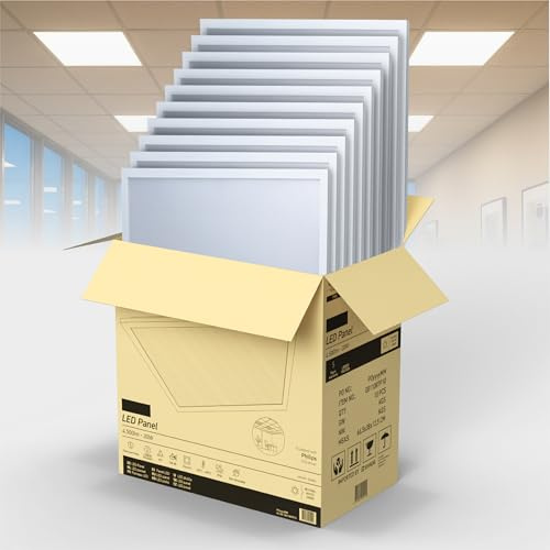Proventa 30W LED Panel 62x62 cm (10er Set) – UGR<19 BAP-konform & 4.500 Lumen (150lm/W) – Marken-Netzteil & 100.000h – Flimmerfreie Rasterleuchte Neutralweiß 4000K