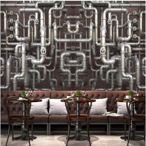 Creative Three Dimensional Pipes Individuality Industrial Style 3D Wallpaper Easy Install Feature Office Living Room Sofa Bedroom TV Background Wall Decoration-250cm×170cm