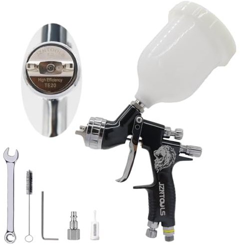 1.3mm HVLP Gravity Feed Spray Gun, 600CC Car Paint Air Spray Gun for Automotive Painting, Water Based & Solvent Based Paint Sprayer (Dark green)