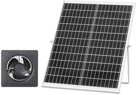 VEVOR Ventilateur Solaire avec Panneau Solaire 25 W et 1 Ventilateur, Extracteur d'air, Angle Réglable, 2030 TR/Min, pour Tente de Culture, Serre, Poulailler et Abri, Boîtier Alliage Alu Étanche IP65