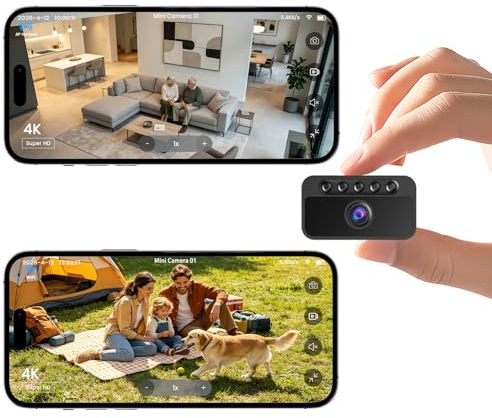 Bextgoo Mini Telecamera Spia Nascosta 4K, 3 Modalità: WiFi/Hotspot/Senza WiFi, Micro Videocamera Sorveglianza Interno, Scheda TF da 64 GB Preinstallata, Notturna Superiore, per Uso Interno o Esterno