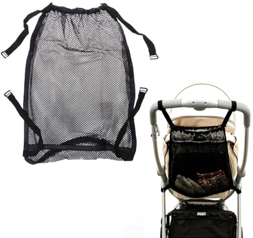 Einkaufstaschen, Universalnetz Einkaufsnetz Für Kinderwagen, Sportwagen Und Buggy, Netztasche Rückseite des Kinderwagens, Aufbewahrungstasche Passend für die meisten Griffe (Schwarz)