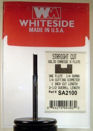 Whiteside Router Bits SA2100 O-Flute Straight Bit with Solid Carbide 1/4-Inch Cutting Diameter and 1-Inch Cutting Length