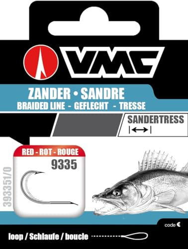 VMC Perfect Zander Einfachhaken Rot Kevlarvorfach Einzelhaken Zanderhaken, Hakengröße:1