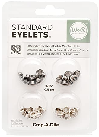 We R Memory Keepers Eyelets - We R Memory Keepers - 60 Standard Cold Metal Ösen für Scrapbooking - 15 von jeder Farbe