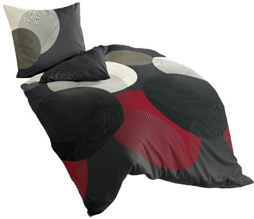 Bierbaum, Mako-Satin Bettwäsche , Designed in Germany, 6155 rot 13, 155x220 cm + 80x80 cm