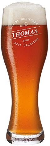 Leonardo Weizenbierglas mit Gravur - Glas 0,5l - Weizenglas personalisiert - Biergeschenke Geschenkidee - Bierglas für Männer zum Geburtstag - Motiv Geniesser seit Urzeiten