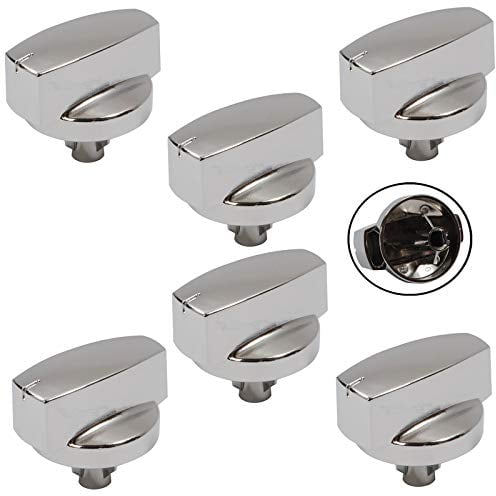Genuine Belling 444445412 444445413 1000DF Oven Cooker Knob Function Control Switch (Silver/Chrome, Pack of 6 Knobs)