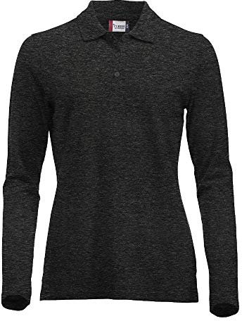 CliQue Damen Classic Long Sleeved Womens Marion Polo Poloshirt, Grey (Anthracite Melange), 36(Hersteller Größe: Small)