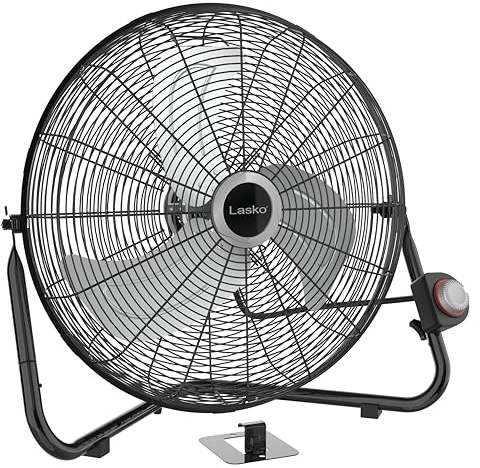 Lasko 20 Black High Velocity Wall Mount Fan with Pivoting Head - 3 Speeds, Ideal Wall Mount Fan or Floor Fans for Home, Garage, Attic, 2264QM