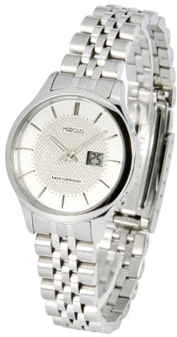 MARQUIS Elegante Damen Funkuhr (Junghans-Uhrwerk) Gehäuse und Armband aus Edelstahl 964.4825