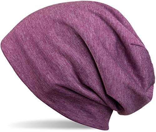 styleBREAKER Unisex Beanie Mütze Einfarbige mit Thermo-Fleece Futter, warme Winter Mütze gefüttert 04024008, Farbe:Violett meliert