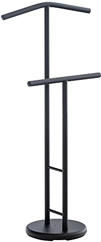 CLP Herrendiener Raymon aus Metall mit Hosenstange und Kleiderbügel I Unisex Kleiderbutler für Sie und Ihn I In 3 Farben erhältlich, Farbe:schwarz