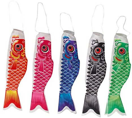 gazechimp 5 Teile Fisch Koi-Nobori Socke Wind-Karpfen KOI Nobori Dekoration Anhänger Flagge Kite