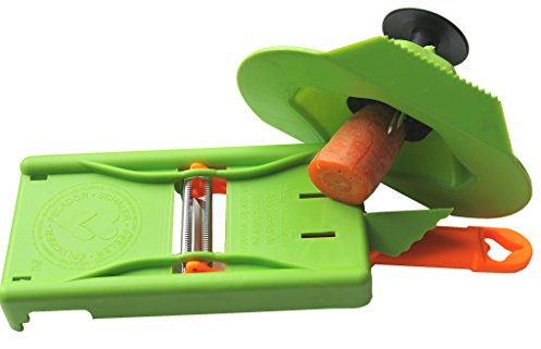 josko Productos Rallador de verduras, pelador y en juliana Cortador con protección para los dedos, color naranja/verde