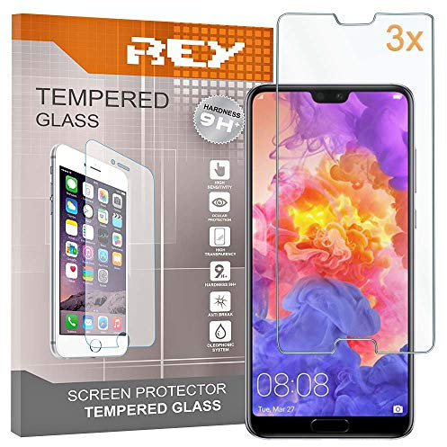 REY 3X Protector de Pantalla para Huawei P20 Pro, Cristal Vidrio Templado Premium