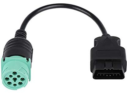 obd2= KIMISS 9 Pin to 16 Pin OBD2 Truck Diagnostic Scanner Cable Adapter J1962-J1939 for Cummins Engine (Male)