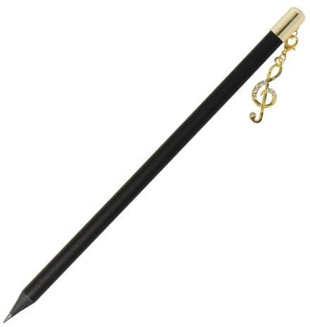 A Gift Republic Bleistift schwarz mit goldenem Charm-Anhänger Violinschlüssel - Geschenk für Musiker