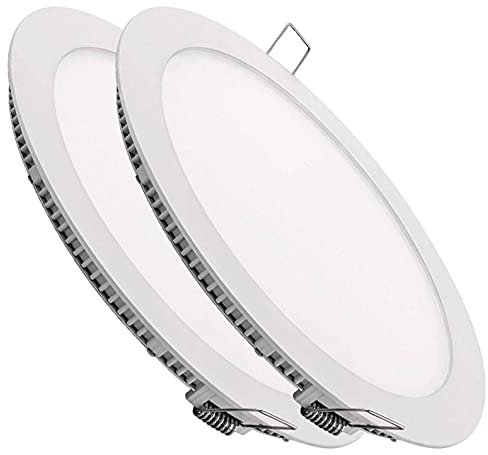 LED ATOMANT Pack 2x Downlight LED Panel Extraplano Redondo 220mm 20W, 1800 lumenes, Color Luz Neutra (4500K), Corte estandar 200mm, Driver incluido