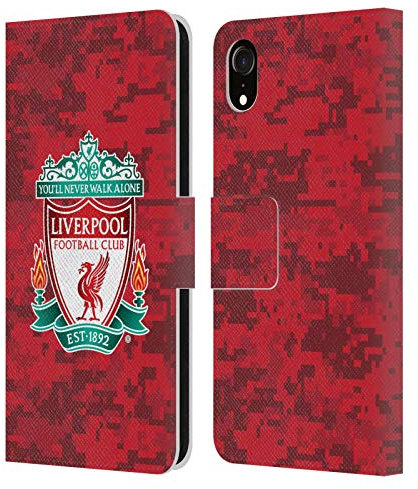 Head Case Designs Officially Licensed Liverpool Football Club Home Red Crest Digital Camouflage Leather Book Wallet Case Cover Compatible With Apple iPhone XR