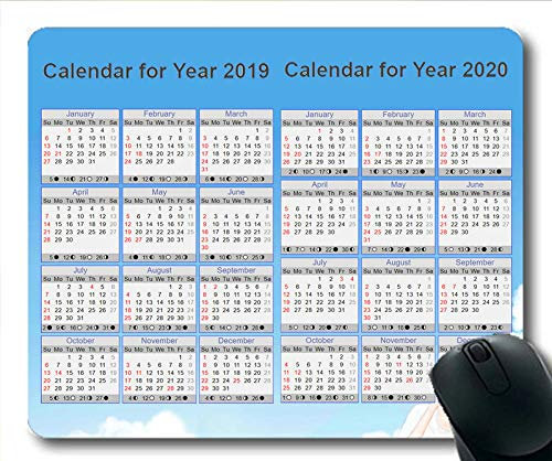 2019 Kalender-Mauspad personalisiert, EIN Kalender Gaming-Mauspad, Kalenderplaner 2019 mit Feiertagsdetails