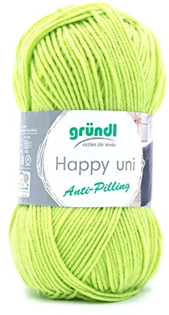 Gründl Happy uni 100% Polyacryl 1 x 100 g, Limette | (Strick- und Häkelgarn mit wollartigem Charakter aus Anti-Pilling, 100 g / 250 m, Nadelstärke: 4 - 5, 100 g)