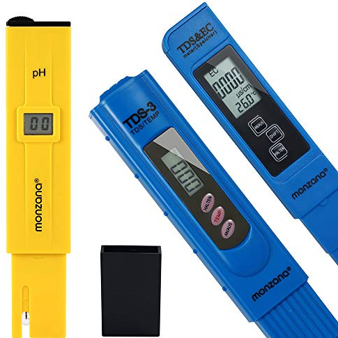 Monzana® Wassertester 3in1 Set | Messgerät für PH TDS EC und Temperatur | Pool Tester Digital Wasserprüfer