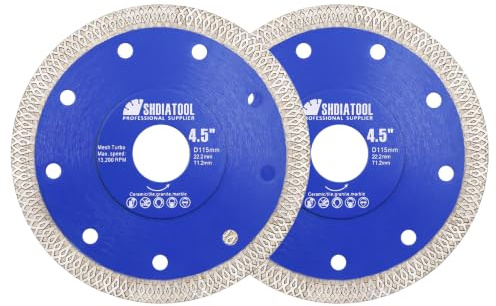 SHDIATOOL Diamantscheibe 2 Stück 115 mm für Feinsteinzeug, X-Netz | Trennscheibe für Fliesen, 115 x 22,23 mm, für Marmor, Granit, Keramik für Flex